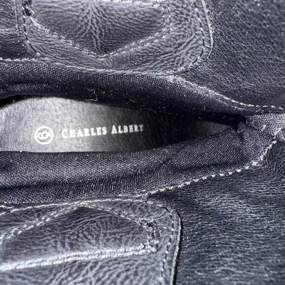 Charles Albert Western Ankle Boots Sz 6 Cowgirl Black Heels Pull On - Picture 9 of 11